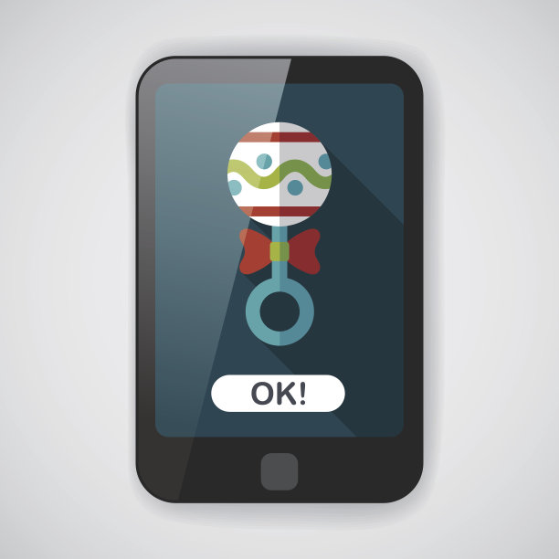 婴儿摇响器图标与长影子，EPS 10图片下载