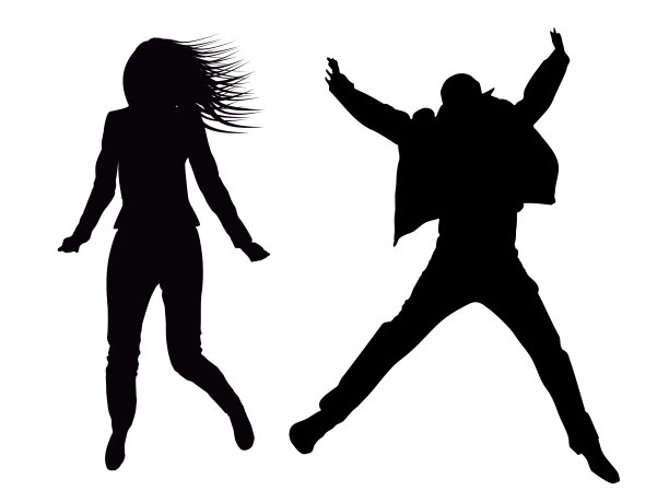 男孩和女孩在空中跳图片下载