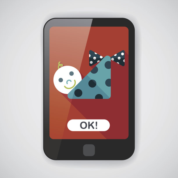 婴儿平板图标与长阴影，eps10图片下载