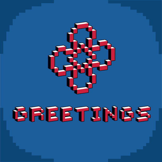 问候语创作于数字技术风格，矢量图片下载