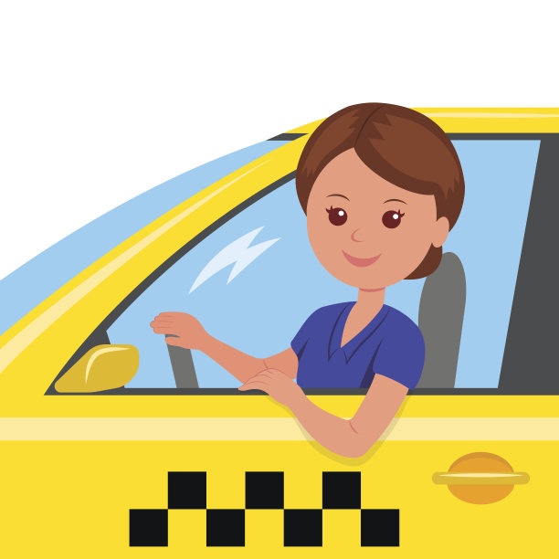 出租车司机后面的女孩。图片下载