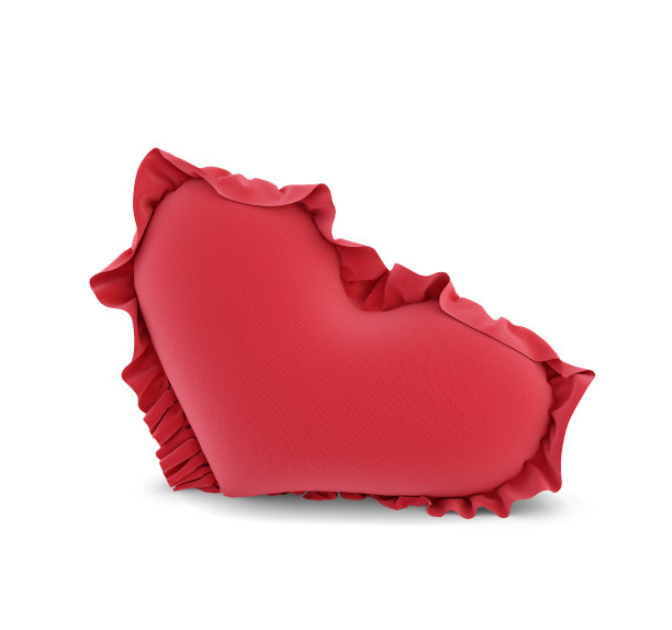 情人节心形枕头模型。三维渲染图片下载