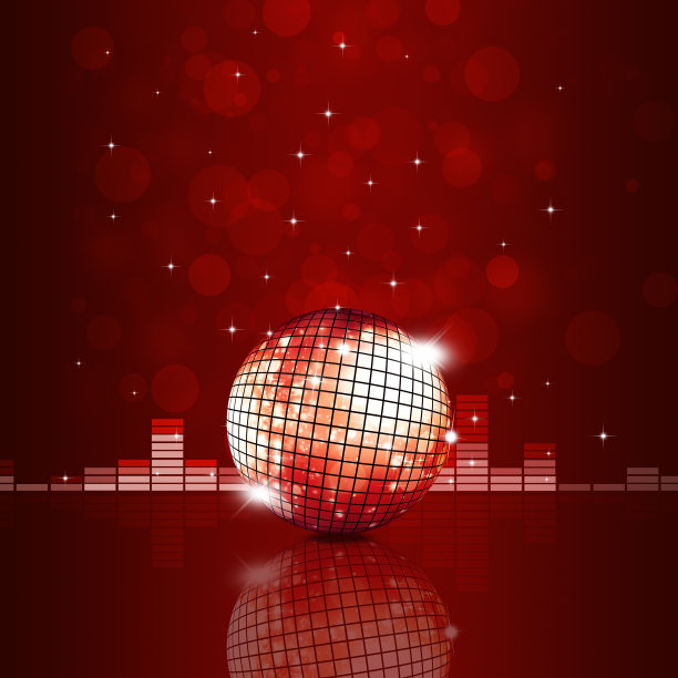 音乐球红色背景素材图片