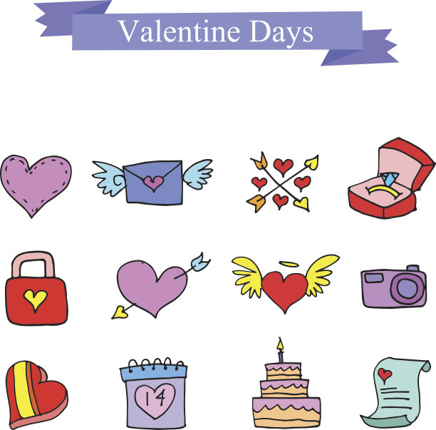 情人节元素集合股票图片下载