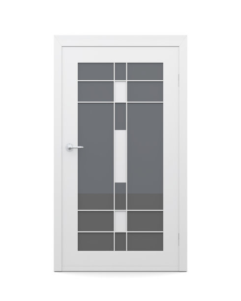 玻璃门隔离在白色背景。三维渲染图片下载