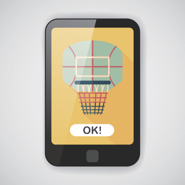 篮球平板图标与长影子，eps10图片下载