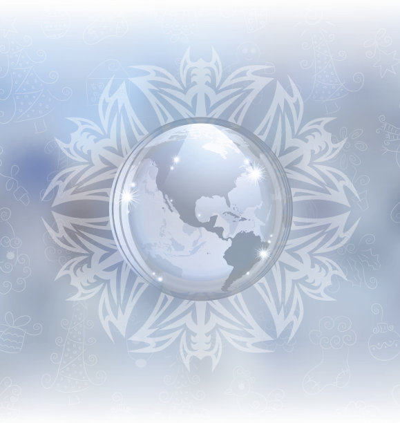 带地图的雪花球图片下载