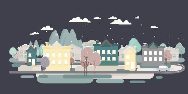 平面设计城市景观插图图片下载