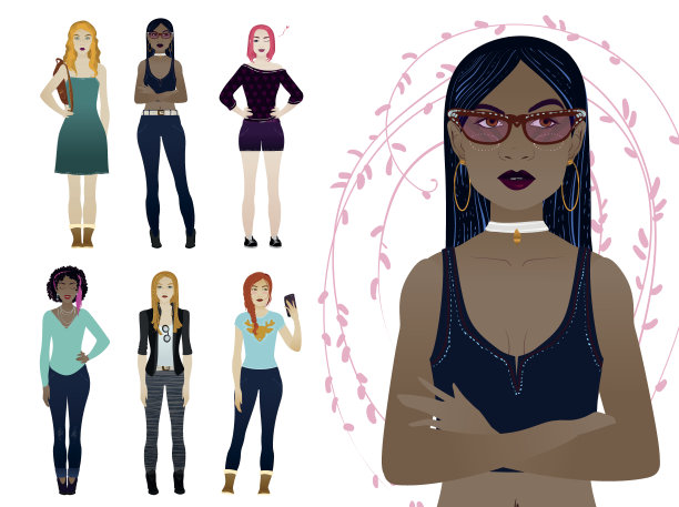 美丽，时髦，优雅，时尚，女孩和女人。图片下载