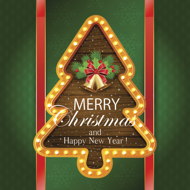 绿色背景上带铃铛的圣诞横幅图片下载