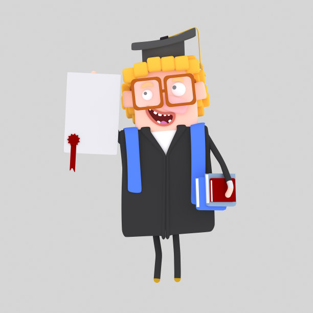 毕业男孩拿着文凭、纸和书图片下载