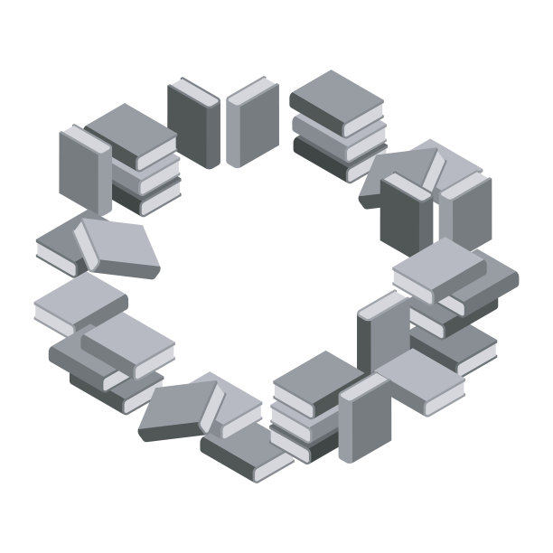 以灰色刻度圈的一组书图片下载