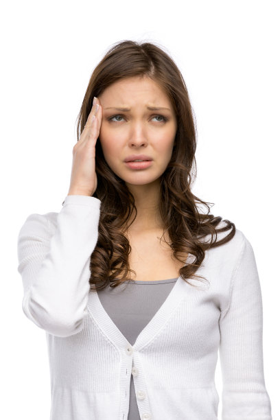 女人摸自己的头图片下载