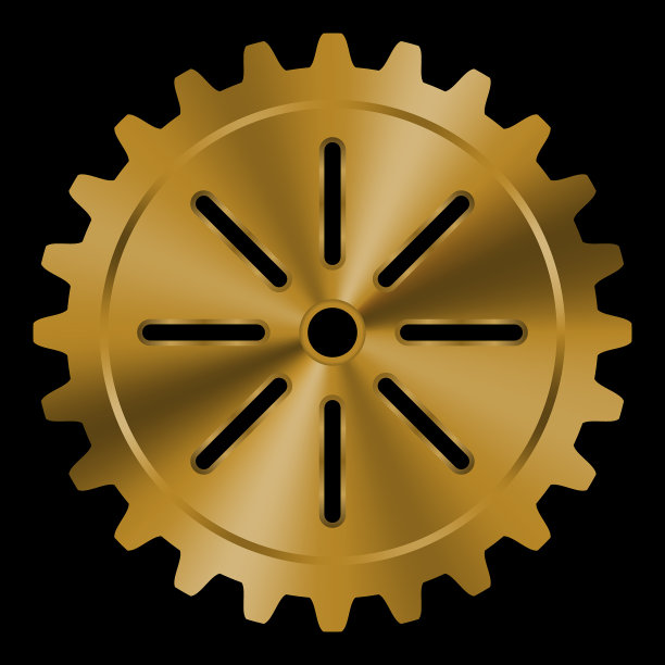 黑色背景上的金色齿轮。图片下载