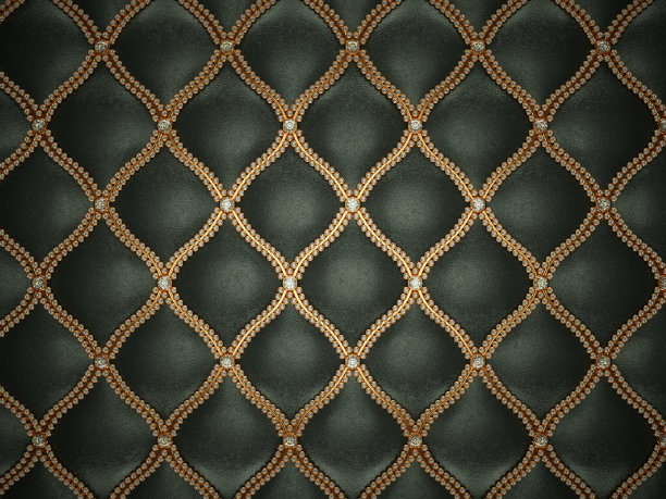 黑色皮革图案与金线和宝石图片下载