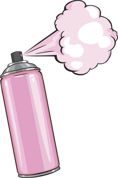 矢量卡通喷雾器与粉红色油漆图片下载