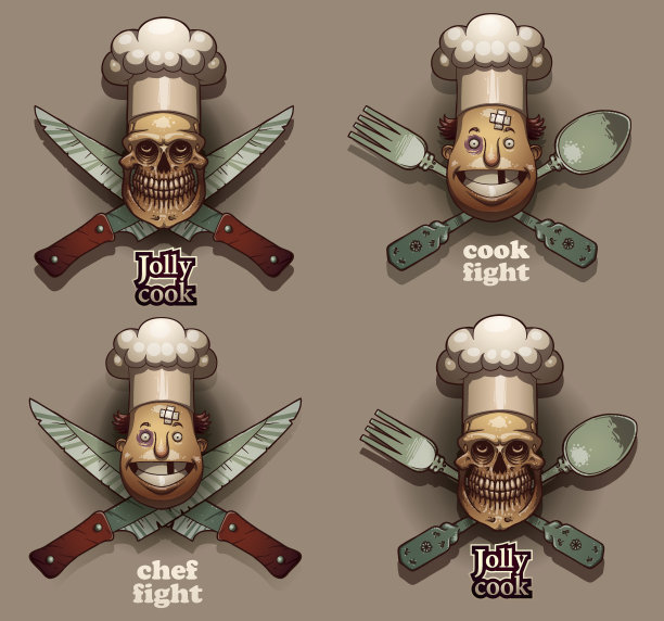 彩色烹饪标志套装图片下载