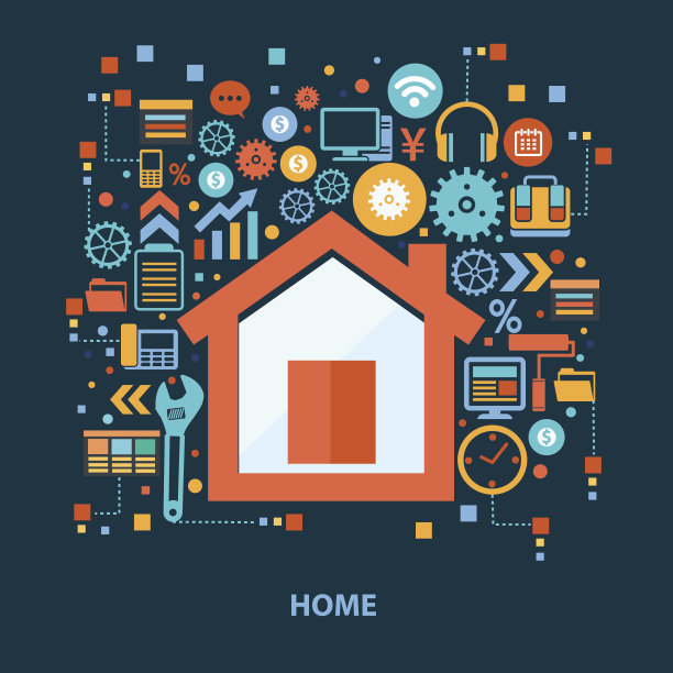 家居概念设计上暗背景，干净向量图片下载