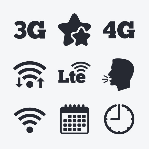 移动电信图标。3G, 4G和LTE。图片下载