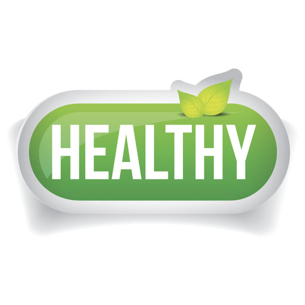 健康的带有叶子的按钮向量图片下载