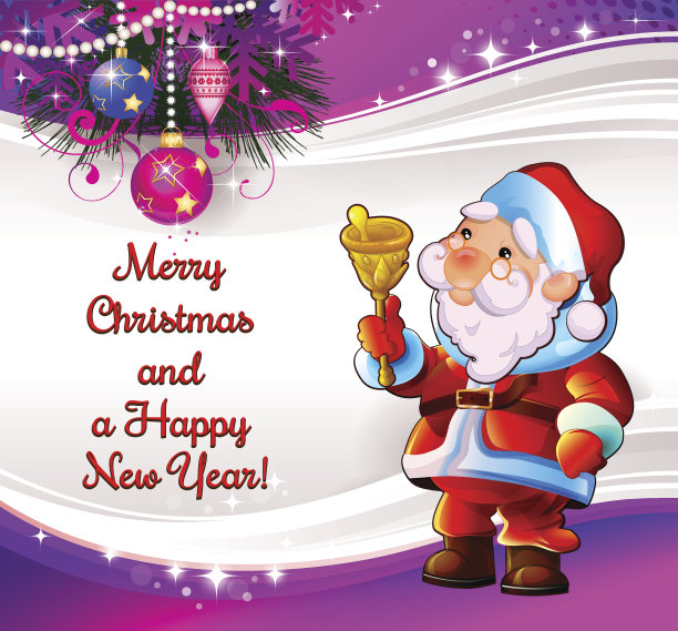 圣诞快乐;恭贺新禧。有趣的圣诞老人。图片下载