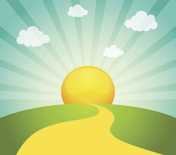 矢量插图的场和日出天空图片下载