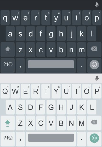 浅色和深色字母按钮。智能手机键盘，手机键盘素材图片