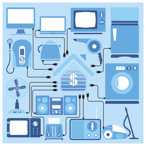 电子机器和房子图标集图片下载