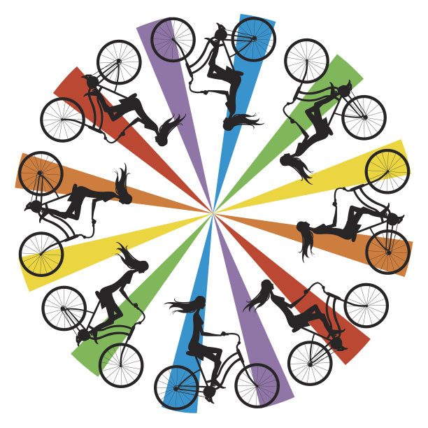 女孩在自行车上的剪影图片下载