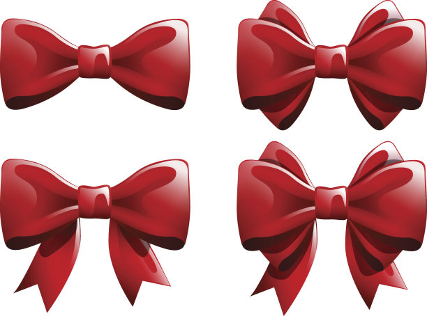 白色背景上的红色蝴蝶结。矢量插图。素材图片
