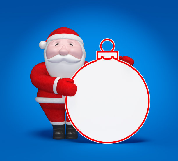 微笑的圣诞老人拿着圣诞球模板图片下载