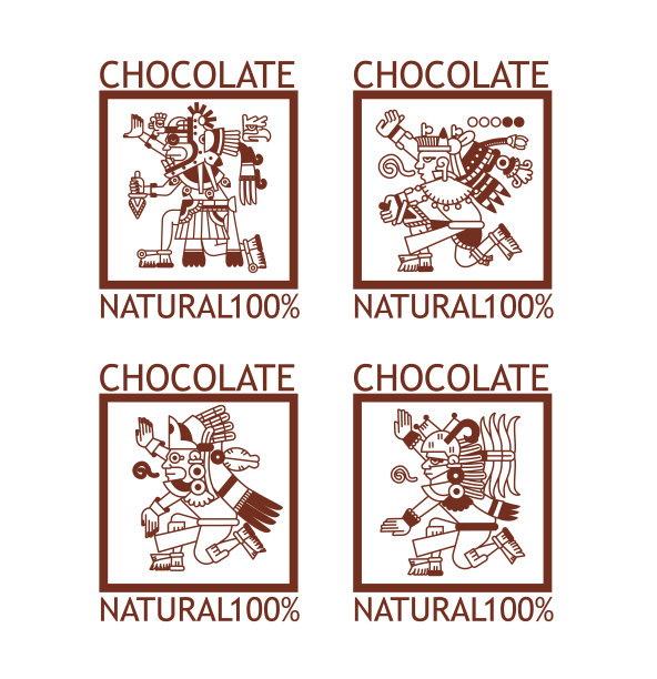 阿兹特克玛雅插图巧克力包装设计。图片下载