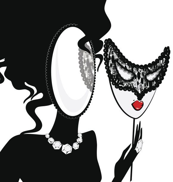 带蕾丝半面具的女镜图片下载