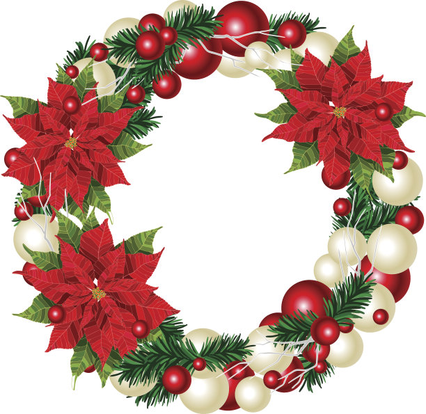 圣诞花环，孤立在白色矢量插图图片下载