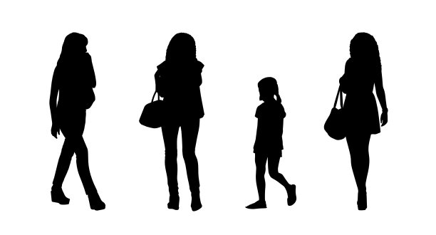 人们在户外行走的剪影图片下载