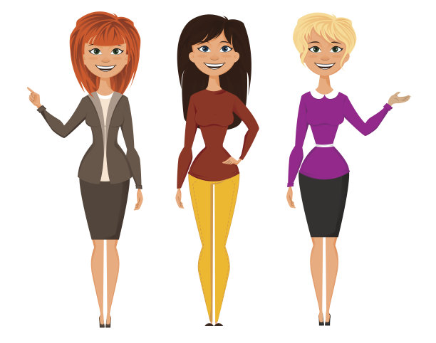 年轻漂亮的女人穿着漂亮的办公室服装。向量EPS10图片下载