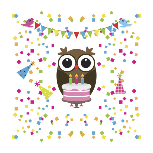 小鸟生日派对图片下载