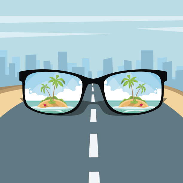 眼镜与夏季海岛，海滩图片度假休息图片下载