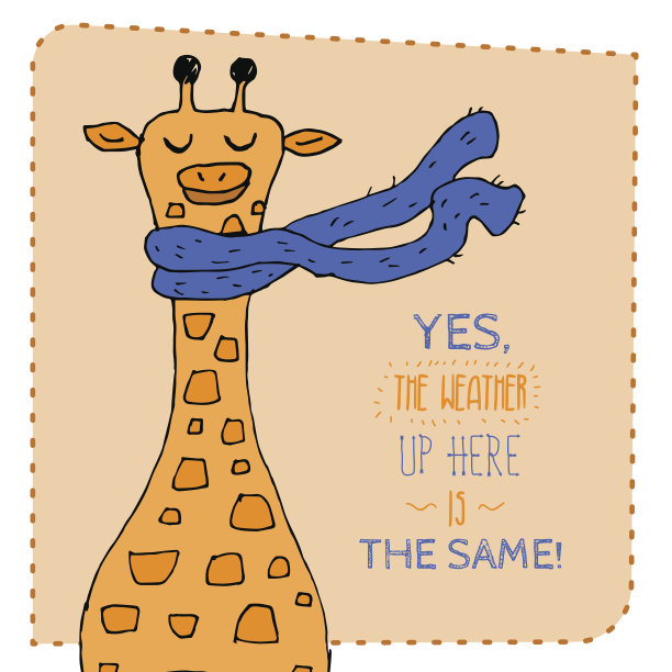 长颈鹿在围巾手绘插图。矢量插图。图片下载