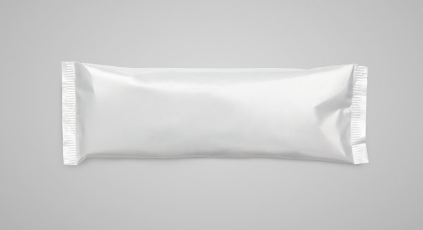 空白塑料袋零食包装上的灰色背景图片下载