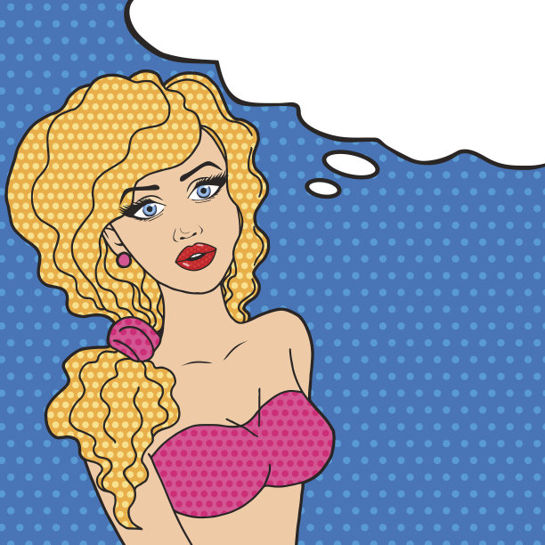 漂亮的年轻女人在泳衣流行艺术漫画风格图片下载