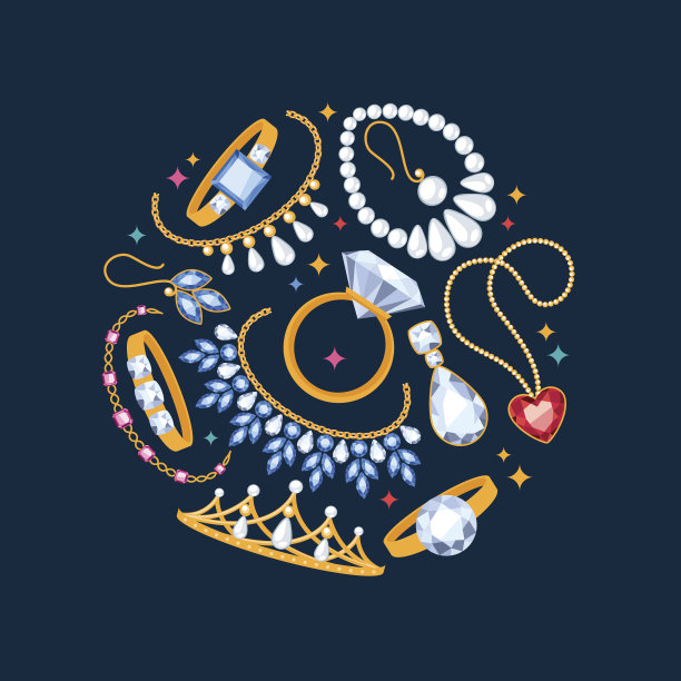 珠宝项目暗色背景。中心组成。图片下载