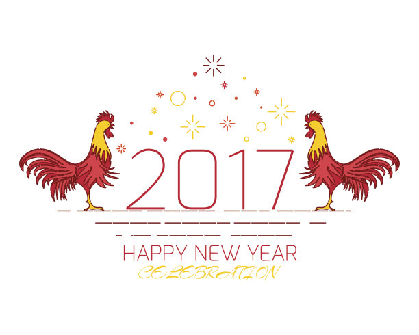 红公鸡卡片模板图片下载