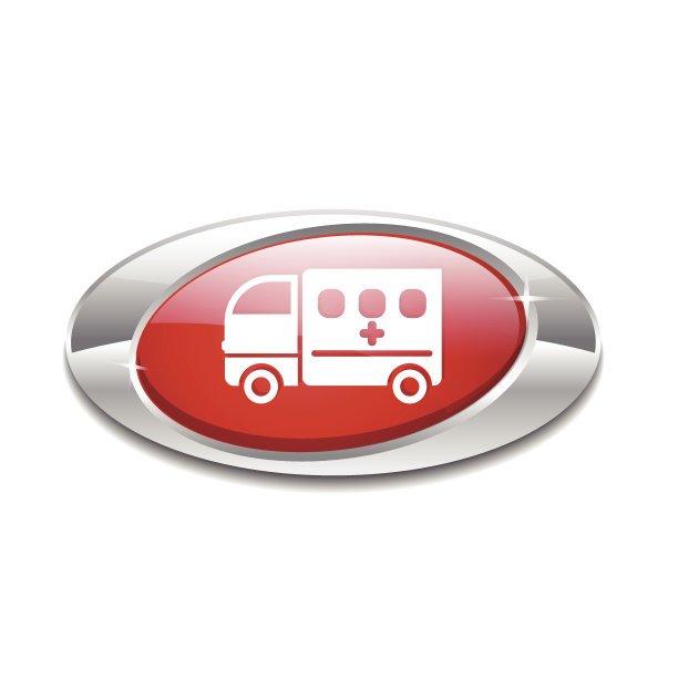 救护车红色矢量图标按钮图片下载