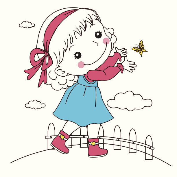 女孩和蝴蝶图片下载