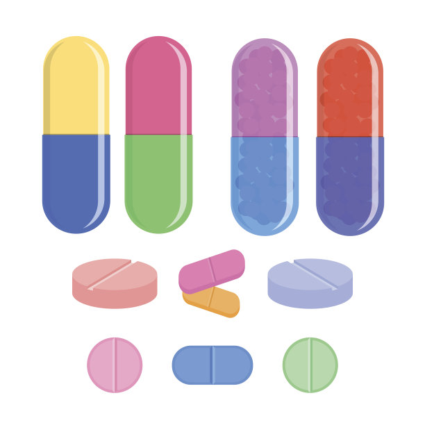 医疗套装，药片和药丸矢量插图图片下载