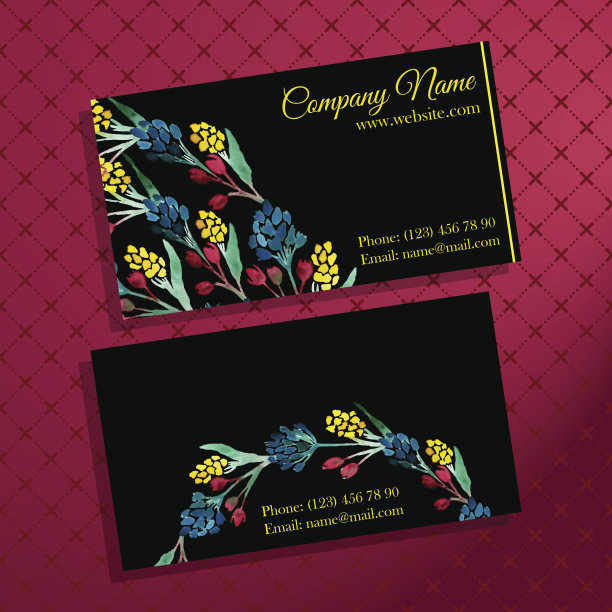 优雅的名片上有一束鲜花图片下载