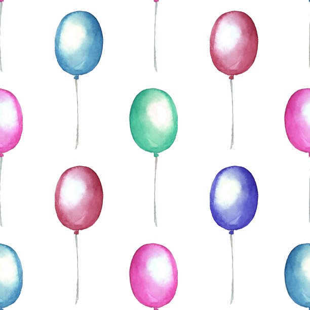 气球。水彩无缝图案3图片下载