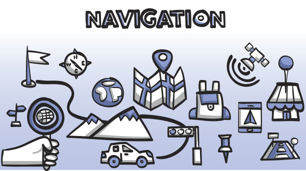 涂鸦风格的概念。导航地图，定位，移动地理技术图片下载