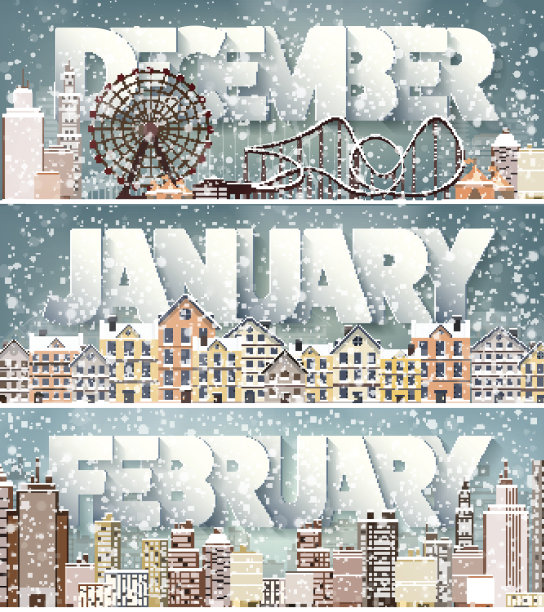 冬天的城市。城市的轮廓。城市的天际线。全景。市中心的房子。新图片下载